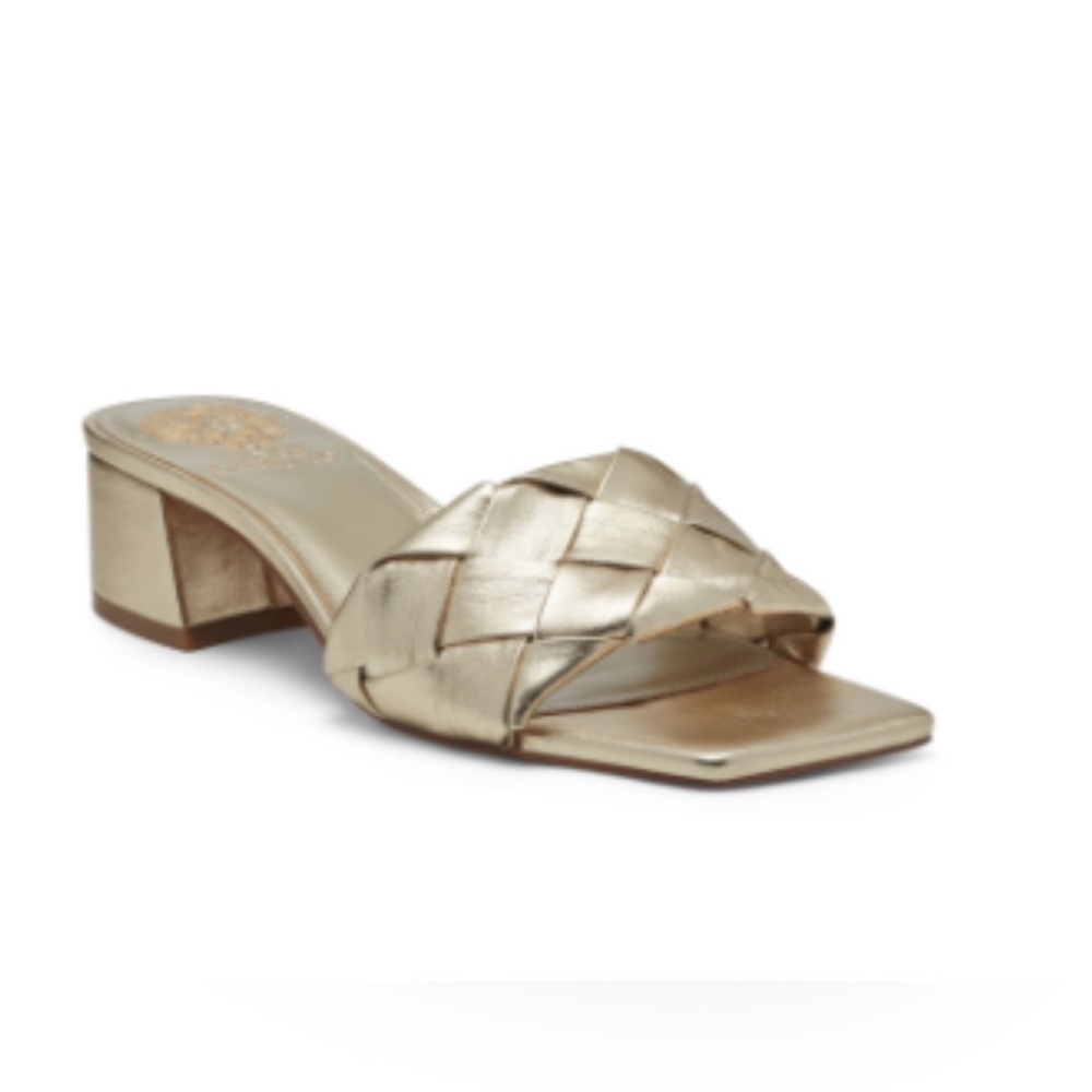 Vince Camuto Semtera Block Heel Slide Sandal -  Egyptian Gold - Size 9M